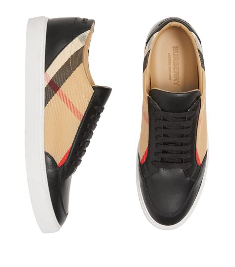 burberry house check and leather sneakers|burberry house check sneakers.